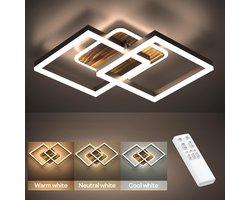 ANTENLICHT - LED Plafondlamp zwart - Plafonniere - Modern - Binnenverlichting-Dimbaar 3 staps - Hal slaapkamer lamp 3000K-6500K - 3.600LM - 40W - Met afstandsbediening