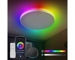 ANTENLICHT RGB LED Plafondlamp - Wit - Plafoniere - Plafondlampen - Binnenverlichting - Dimbaar 8 staps - 3000K-6500K - 24W - Met Afstandsbediening