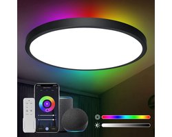 ANTENLICHT RGB LED Plafondlamp - Zwart - Plafoniere - Plafondlampen - Binnenverlichting - Dimbaar 8 staps - 3000K-6500K - 24W - Met Afstandsbediening