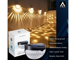 Arisenn® Half Moon Solar Buitenlamp set van 2 - IP65 Waterdicht - Prachtige Solar Technologie Monokristal Zonnepaneel wandlamp - 3000K Warm Wit (sfeervol) - Tuinverlichting op Zonne-energie | schutting wand licht - 2 stuks