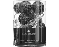 Atmosphera Lichtslinger - 16 verlichte balletjes/bollen 35 mm - zwart - 255 cm - batterijen
