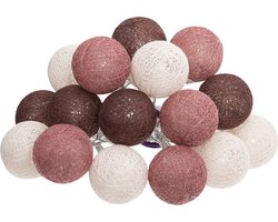 Atmosphera lichtslinger met 16 bollen diameter 3,5 cm - Wit / Bordeaux rood / Roze met warm wit led licht - 215 cm - Op batterijen - Voeding: 2x AA batterij (niet inbegrepen) - IP-waarde: IP20 (geschikt voor gebruik binnen) - Verlichte lengte: 215 cm