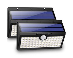 Auronic Solar Buitenlamp met Bewegingssensor - Tuinverlichting Op Zonne-energie - Wandlamp - 78 LED's - IP65 - 2 Stuks - Zwart