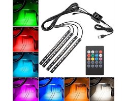 Auto Interieur Led Verlichting| Auto Led Verlichting | Auto Led Binnen Verlichting | Auto Sfeerverlichting | LED Verlichting met Afstandsbediening | LED Lamp Muziek |USB Variant | Sinterklaas Cadeau | Kerst