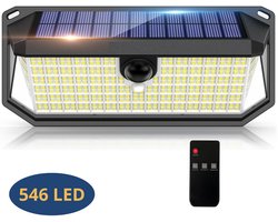 AXIMO Solar Buitenlamp met Bewegingssensor – 546 LED’s – met Afstandsbediening – Tuinverlichting op Zonne-energie – Wandlamp Buiten met 3 Standen – Dag & Nacht Sensor – IP65