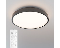 Badkamer plafondlamp zwart - IP44 waterdicht - 18 Watt 1800 lumen (100lm/w) - CCT lichtkleur instelbaar (3000K, 4000K & 6500K) - Incl. Afstandsbediening - Ø30 cm - LED Plafondlamp