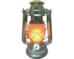 Benson Stormlantaarn - zilver - led - op batterij - 8 x 25 cm - retro campinglamp