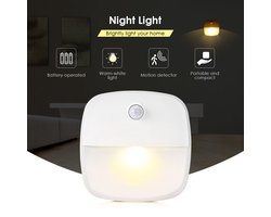 Bewegingssensor LED Lampje - Binnen Lamp - Nachtlampje - Wit - Sensor - Draadloos - Werkt op 3 AAA batterijen