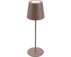 B.K.Licht Kiki - Oplaadbare Tafellamp - snoerloze lamp - met touch dimbaar - met batterij - in hoogte verstelbaar - Ø10.5 x 36cm - bruin