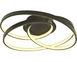 B.K.LICHT - LED Plafonniere - ringen plafondlamp - zwart - l: 39cm - warm wit licht 3.000 K - 35W