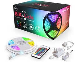 B.K.LICHT - LED Strip - 5 meter led lights - RGB verlichting - dimbaar - met afstandsbediening - zelfklevend