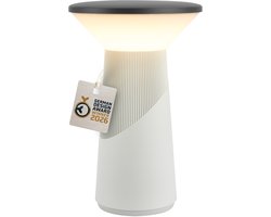 B.K.Licht Pilia - Oplaadbare Tafellamp - snoerloze lamp - dimbaar - met batterij - usb-c - Ø15 x 24cm - antraciet & brons metallic