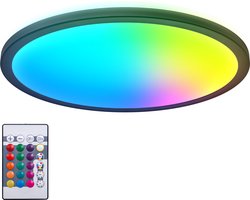 B.K.Licht - RGB LED Plafonniére - zwart - dimbaar - met indirecte licht - met afstandsbediening - Ø42cm