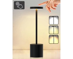 Boncy® Luxe Tafellamp Slaapkamer Bureaulamp Oplaadbaar & Touch - Dimbaar LED met 3 warmte opties - 35cm Mat Zwart industrieel Bureau lamp - Nachtlampje Tafel Slaapkamer Woonkamer of Bedlamp - Volwassenen Baby en Kinderen - Tafellampen