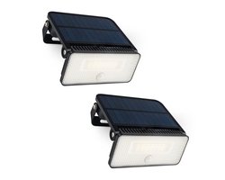 Brendz Solar Buitenlamp Bewegingssensor, 1000 Lumen, IP54 Waterbestendig, 3 Lichtmodi, Solar Wandlamp Buiten, LED Breedstraler met Bewegingssensor, 2 Stuks Paso