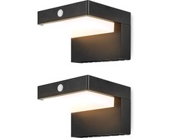 Brendz Solar Buitenlamp met Bewegingssensor, 400 Lumen, IP44 Waterbestendig, 2 stuks, 2 Lichtmodi, 3000K Warm Wit Licht, LED Solar Wandlamp Buiten, Sensor Lamp Buiten, Lima