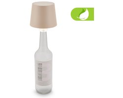 BRILONER Bota – Tafellamp Oplaadbaar – LED flessenlamp – dimbare lamp op accu – touchbediening – draadloos – 11.5 cm – 1.8W – beige