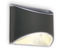 BRILONER - Buitenverlichting op zonne-energie - solar buiten wandlamp - warm wit licht 3.000K - schemersensor - 10 x 8 x 5 cm - antraciet