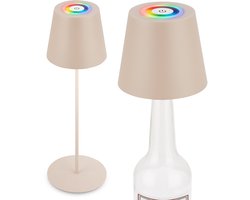 BRILONER Calida - Oplaadbare Tafellamp - dimbaar - voor binnen en buiten - 3 in 1 - RGBW - IP44 - snoerloze - in hoogte verstelbaar - 36 x Ø 10,5 cm - beige
