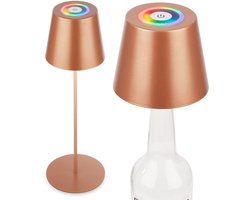 BRILONER Calida - Oplaadbare Tafellamp - dimbaar - voor binnen en buiten - 3 in 1 - RGBW - IP44 - snoerloze - in hoogte verstelbaar - 36 x Ø 10,5 cm - bronskleurig