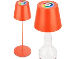 BRILONER Calida - Oplaadbare Tafellamp - dimbaar - voor binnen en buiten - 3 in 1 - RGBW - IP44 - snoerloze - in hoogte verstelbaar - 36 x Ø 10,5 cm - oranje