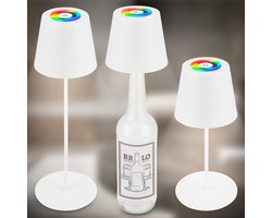 BRILONER Calida - Oplaadbare Tafellamp - dimbaar - voor binnen en buiten - 3 in 1 - RGBW - IP44 - snoerloze - in hoogte verstelbaar - 36 x Ø 10,5 cm - wit