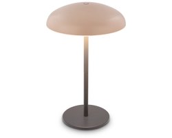 BRILONER Caxa – LED Tafellamp oplaadbaar – draadloos – IP44 buitenverlichting – dimbaar met touch – oplaadbare accu – beige-antraciet – Ø19,5 x 30,5 cm