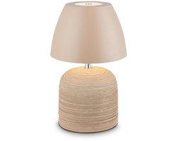 BRILONER Cera – Tafellamp oplaadbaar – draadloos – voor binnen en buiten – dimbaar – oplaadbare accu – keramiek – beige – Ø14 x 36 cm