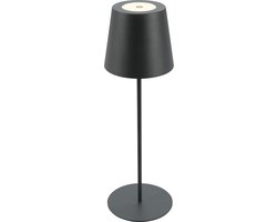 BRILONER Kiki - Tafellamp oplaadbaar - snoerloze lamp - in hoogte verstelbaar - met touch dimbaar - voor binnen en buiten - Ø10.5 x 36cm - antraciet