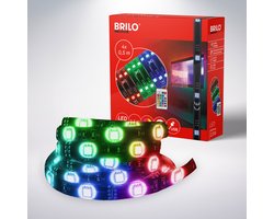 BRILONER – LED Strip voor TV Verlichting – met RGB – 2 Meter – dimbaar – met Afstandsbediening – USB-aansluiting –zelfklevend – 2.5W