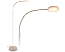 BRILONER Megg - LED Vloerlamp – dimbaar & zwenkbaar – 125.5 cm hoog – warm wit licht – moderne staande lamp – leeslamp voor woonkamer – beige