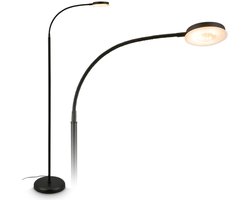 BRILONER Megg - LED Vloerlamp – dimbaar & zwenkbaar – 125.5 cm hoog – warm wit licht – moderne staande lamp – leeslamp voor woonkamer – zwart