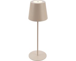 BRILONER - Oplaadbare Tafellamp - snoerloze lamp - met touch dimbaar - voor binne en buiten - in hoogte verstelbaar - 36cm x 10,5 cm - beige