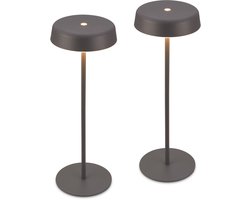 BRILONER Pala – Set van 2 Tafellampen oplaadbaar – dimbaar – draadloos – IP44 – warm wit licht – antraciet – Ø13 x 36,5 cm