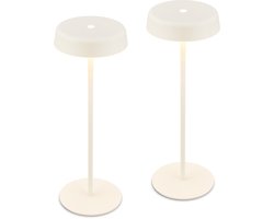BRILONER Pala – Set van 2 Tafellampen oplaadbaar – dimbaar – draadloos – IP44 – warm wit licht – wit – Ø13 x 36,5 cm
