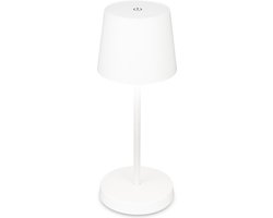 BRILONER Piha - Tafellamp oplaadbaar - met USB-C - met stapdimmer - voor binnen en buiten - 150Lm - warm wit licht 3.000K - 26 x 10,5 cm - wit
