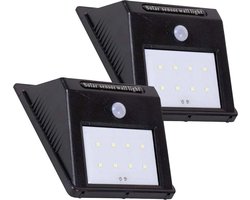 Buitenverlichting - Solar Buitenlamp met Bewegingssensor - Tuinverlichting op Zonne-Energie - 2 Stuks - Zwart