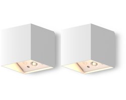 Calex Falerna Wandlamp - 2 Stuks - Oplaadbaar - Up en Down Tuinverlichting - Indirect Licht - Dimbaar - Wit