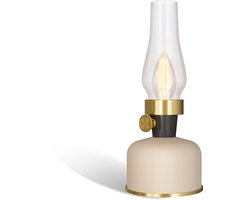 Calex Lavinio Oplaadbare Tafellamp - Draadloos - LED Olielamp - Camping Lamp - Binnen en Buiten - Warm Wit Licht - Dimbaar - Zand
