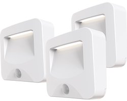 Calex Spot On Draadloze Buitenverlichting - Set van 3 stuks - Wandlamp op Batterij - Buitenlamp met eenvoudige installatie - Warm Wit licht - incl timer en bewegingssensor - Wit