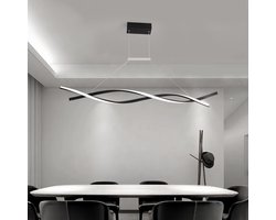 CHIWIN LED Hanglamp - Dimbaar Pendellamp met Afstandsbediening - 100cm Verstelbare Hoogte - Moderne Eettafel Hanglamp voor Woonkamer Keuken Kantoor Slaapkamer – Zwart