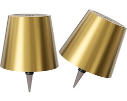 Dutch Standard Flessenlamp - Oplaadbaar - Tafellamp - Dimbaar - Aluminium - Waterdicht - Goud - 2 Stuks