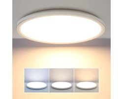Epochglo LED Plafondlamp met Bewegingssensor - 18W, 1800 Lumen, Mikrogolf Sensor, 3 Kleurtemperaturen (3000K/4500K/6000K) - IP44 Waterdicht, Ultra Plat Design (Ø22cm) - voor Hal, Badkamer, Garage en Buiten