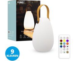 FlinQ Fiji Tafellamp - Oplaadbare Tafellamp voor Binnen en Buiten met Afstandsbediening - Draadloze Tafellamp - RGB Lamp en Warm Wit Licht - IP44 - Wit