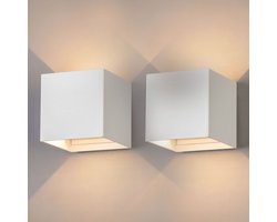 Goliving lamp – 2 stuks – Wandlamp Binnen en Buiten – Kubuslamp industrieel – Buitenlamp - Waterdichte LED-verlichting - Energiezuinig en roestvrij - 10x10x10 cm - Wit