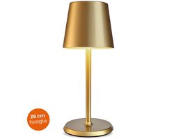 Goliving Tafellamp Oplaadbaar – Draadloos en dimbaar – Moderne touch lamp – Nachtlamp Slaapkamer – 26 cm – Goud