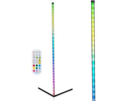 Grundig RGB LED Hoeklamp - RGB Vloerlamp 140cm - Hoeklamp LED Staand Dimbaar RGBW en Wit Licht - RGB Lamp Staand - Incl. Afstandsbediening en Muziek Sensor