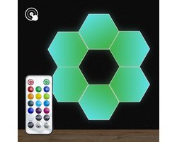 HappyLEDS® Hexagon LED Lights Touch - Wandlamp Binnen – RGB Lamp - Gaming Accesoires – Hexagon LED Panelen - 6 Stuks