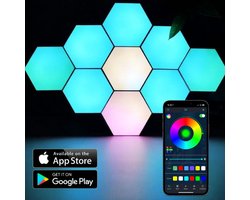 Hexagon LED Lights App - Wandlamp Binnen – RGB LED Verlichting - Gaming Accesoires – Google Home & Alexa – Hexagon LED Panelen - 6 Stuks