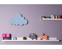 Houten babyblauw wandlamp - Wolk - Draadloos - Timerfunctie - Kinderkamer - Babykamer - Muurlamp - Kind - Baby